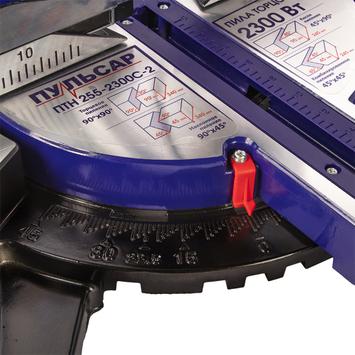 Пила торцовочная ПУЛЬСАР ПТH 255-2300С-2 (2300Вт, 255х30мм, рез 90х340мм, 3200/4500 об/мин, 16,5 кг)