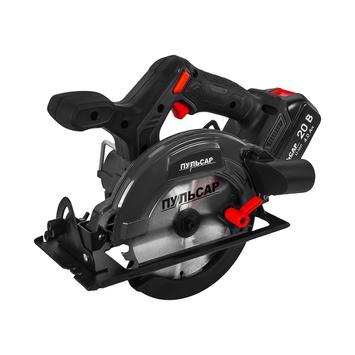 Пила дисковая аккумуляторная ПУЛЬСАР ПДА 20-165Б (20В, 165 мм, 2 акк, 4 Ач, з/устр., коробка)